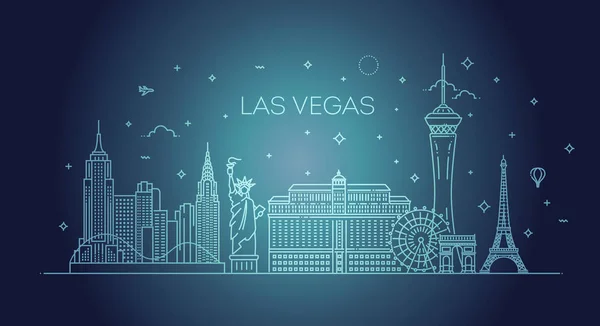 Las Vegas skyline avec panorama en fond blanc — Image vectorielle