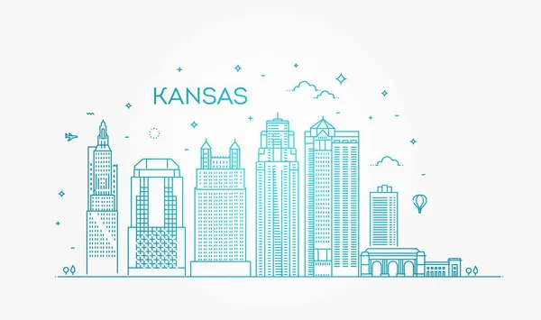 Minimális Kansas lineáris City Skyline — Stock Vector