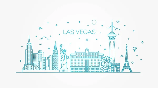 Las Vegas Skyline mit Panorama auf weißem Hintergrund — Stockvektor