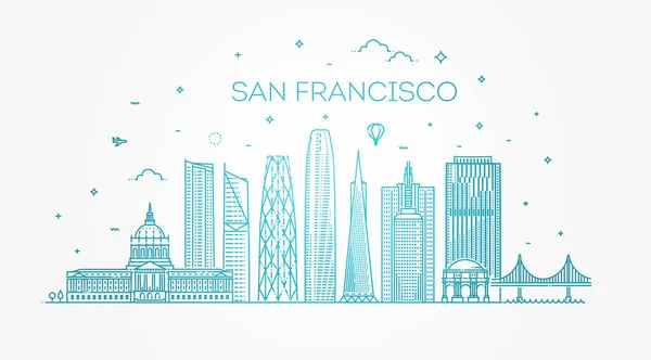Ciudad de San Francisco horizonte vector de fondo — Vector de stock