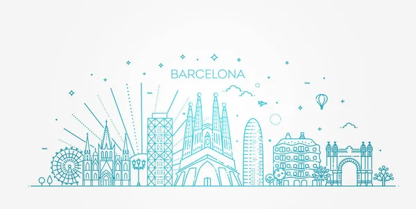 Barcelona skyline, España — Vector de stock