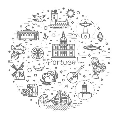 Portekiz Seyahat Icons set