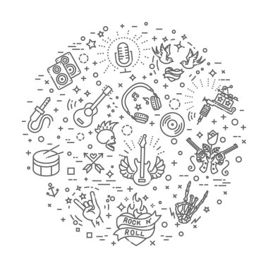 Rock and Roll satır Icon set