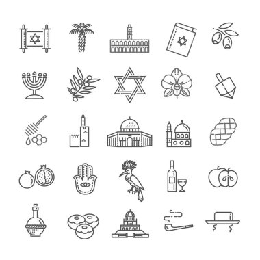 Country Israel travel vacation icons set clipart