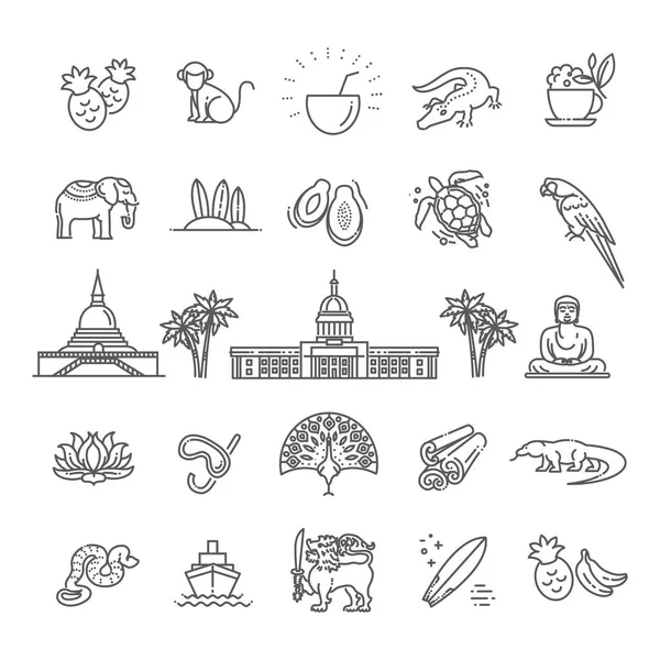 Set de iconos de vacaciones en Sri Lanka. Iconos vectoriales — Vector de stock