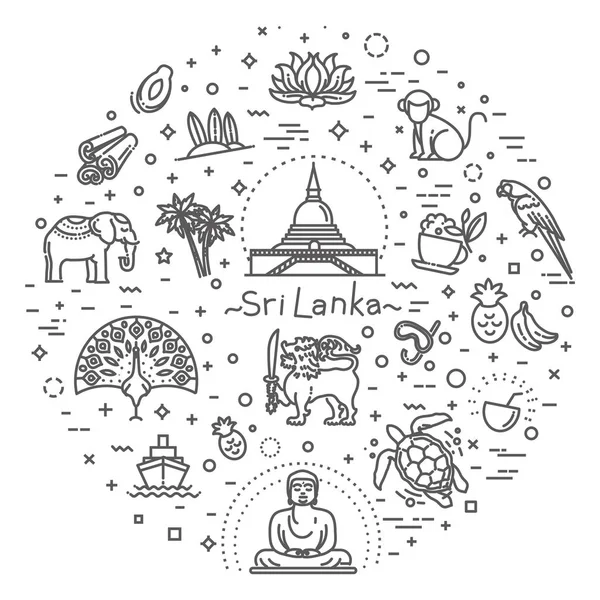 Set de iconos de vacaciones en Sri Lanka. Iconos vectoriales — Vector de stock