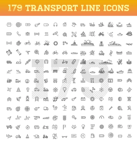 Транспортні піктограми, тонка лінія дизайну — стоковий вектор
