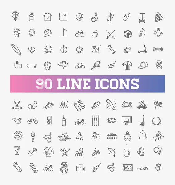 Outline web icon set - sport e fitness — Vettoriale Stock