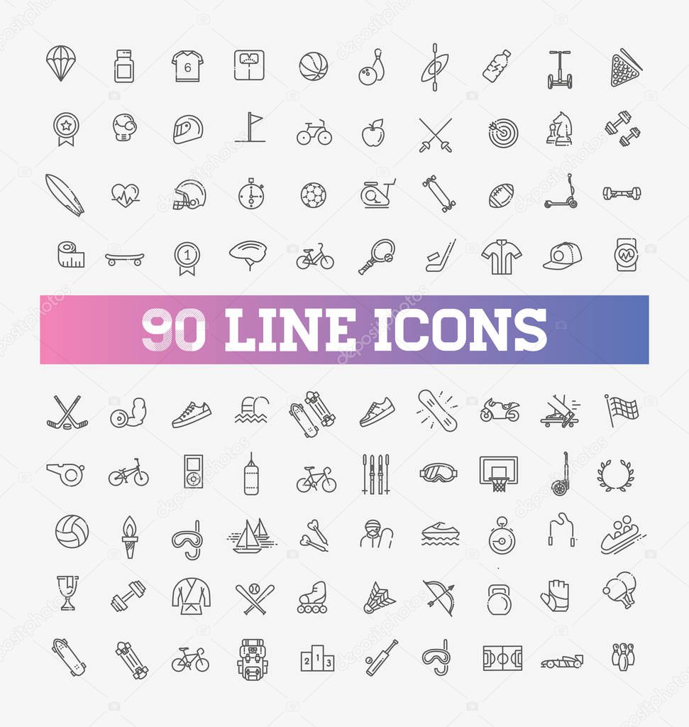 Outline web icon set - sport and fitness