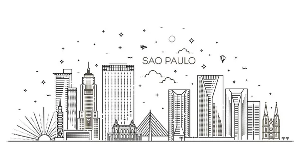 Ciudad de Sao Paulo horizonte vector de fondo — Vector de stock
