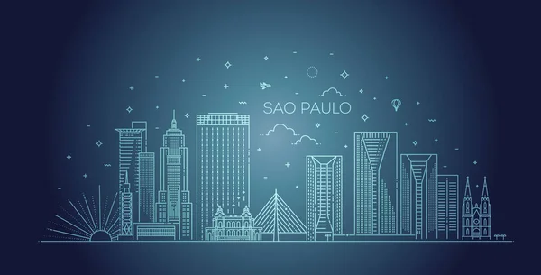 Sao Paulo şehir manzarası vektör arka plan — Stok Vektör