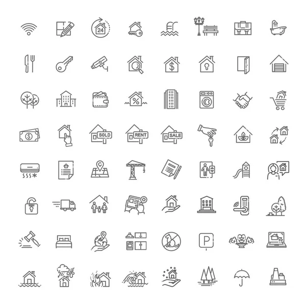 Vector Set of Real Estate Related Vector Line Icons — Stock Vector