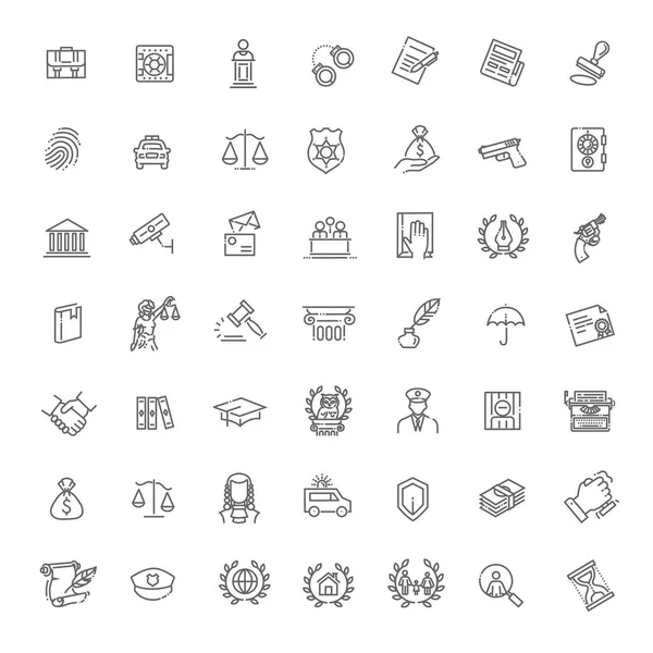 Juridische, recht en rechtvaardigheid Vector Icon set — Stockvector