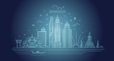 Tayland ve Bangkok yerleriçin konumlar. Vektör