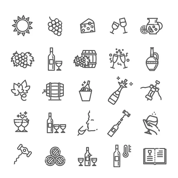 Simple Set of Wine Related Vector Line Icon — Stock Vector