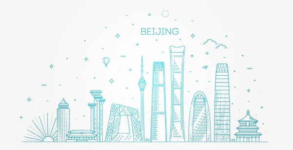 Peking skyline med Panorama i Sky bakgrund — Stock vektor