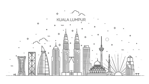 Skyline von Kuala Lumpur. Vektorillustration — Stockvektor