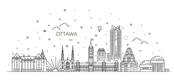 Ilustração vetorial do horizonte da cidade de Ottawa. Paisagem urbana — Vetor de Stock