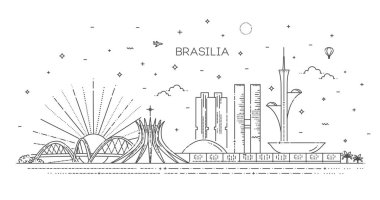 Brasilia architecture line skyline illustration clipart