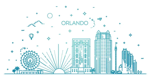 Florida. Banner lineal de la ciudad de Orlando — Archivo Imágenes Vectoriales