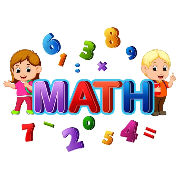 Design Fonte Para Matemática Palavras Com Estudante —  Vetores de Stock