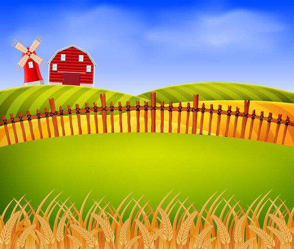 illustration of wheat field scenery