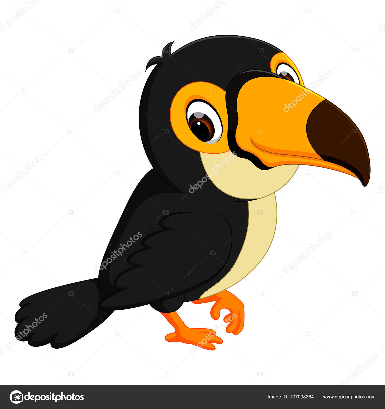 Toucan Oiseau Dessin Animé Saut Image Vectorielle