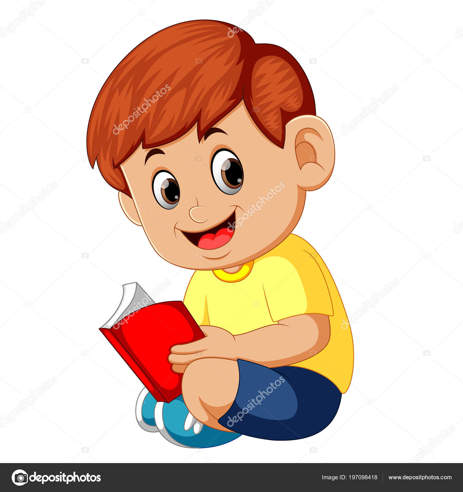 Cute Boy Reading Book Stock Vector Image by ©hermandesign2015@  #197098418