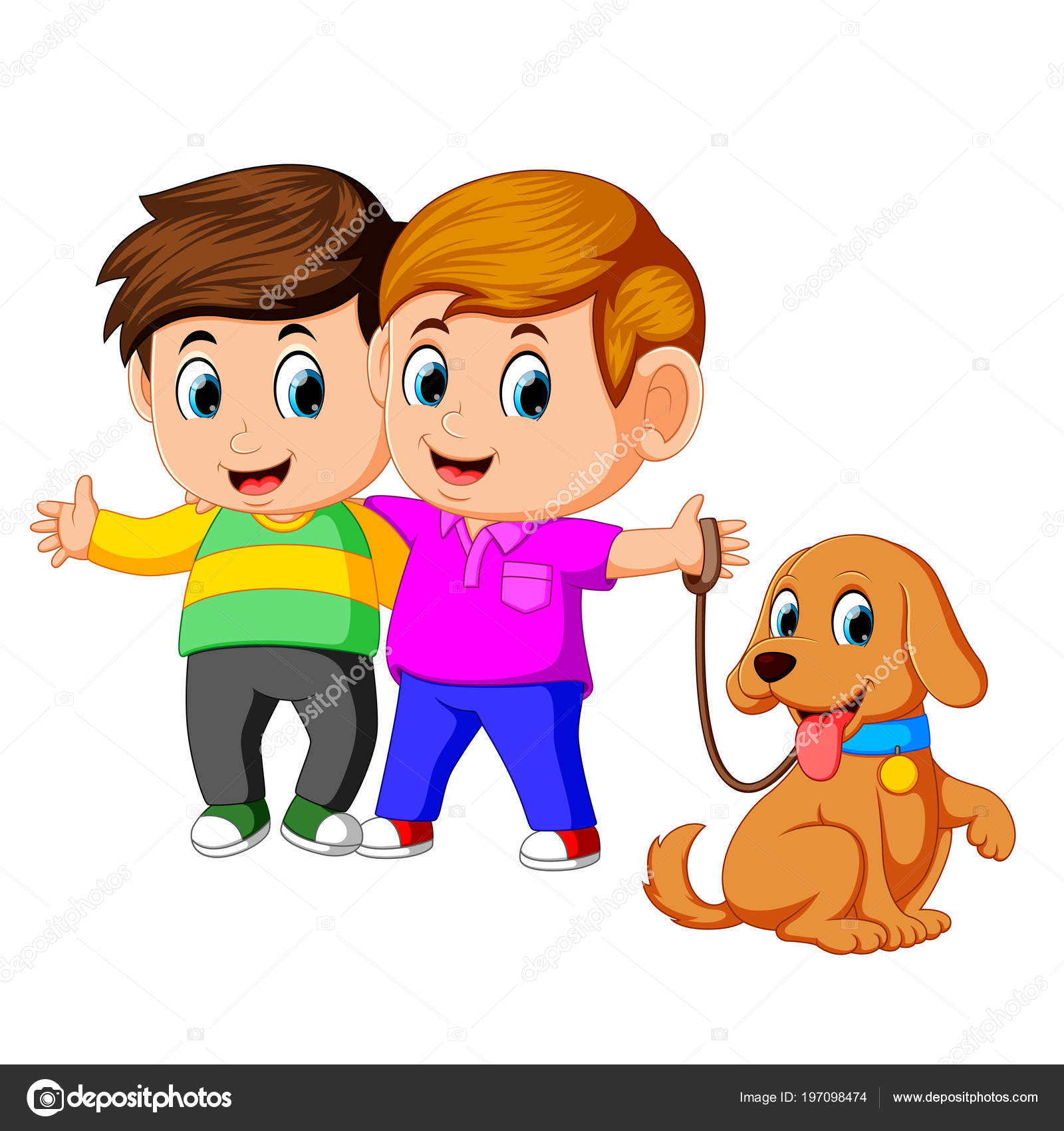 Two boys cartoon Vector Art Stock Images | Depositphotos