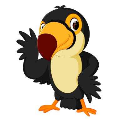 Karikatür kuş toucan poz