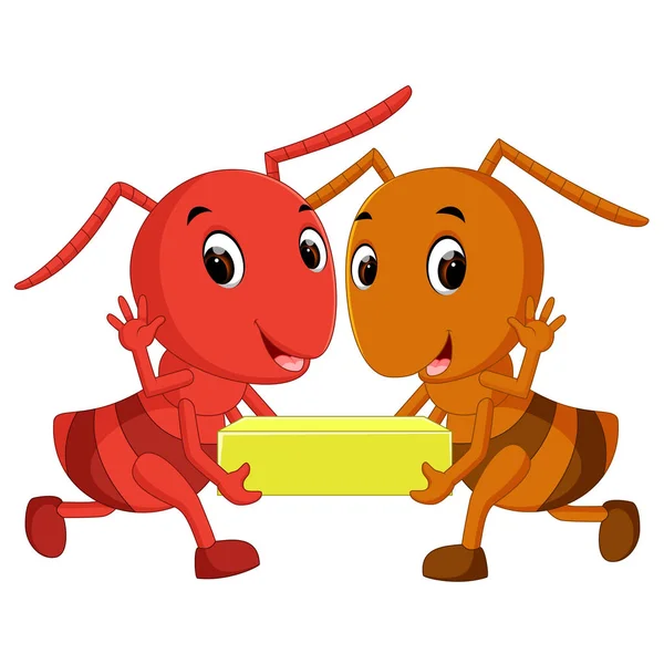 Formigas Dos Desenhos Animados Segurando Fatia Queijo —  Vetores de Stock