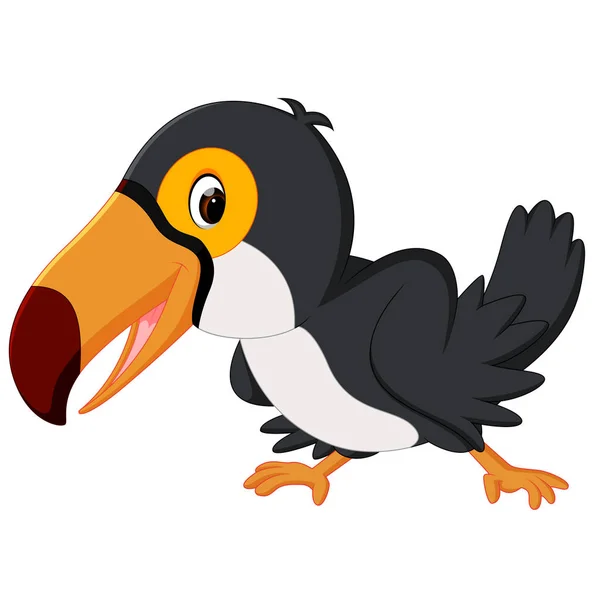 Desenhos Animados Pássaro Tucano Sorrindo — Vetor de Stock