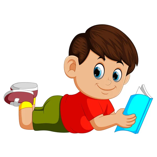 Boy Reading Story Book — Stock Vector