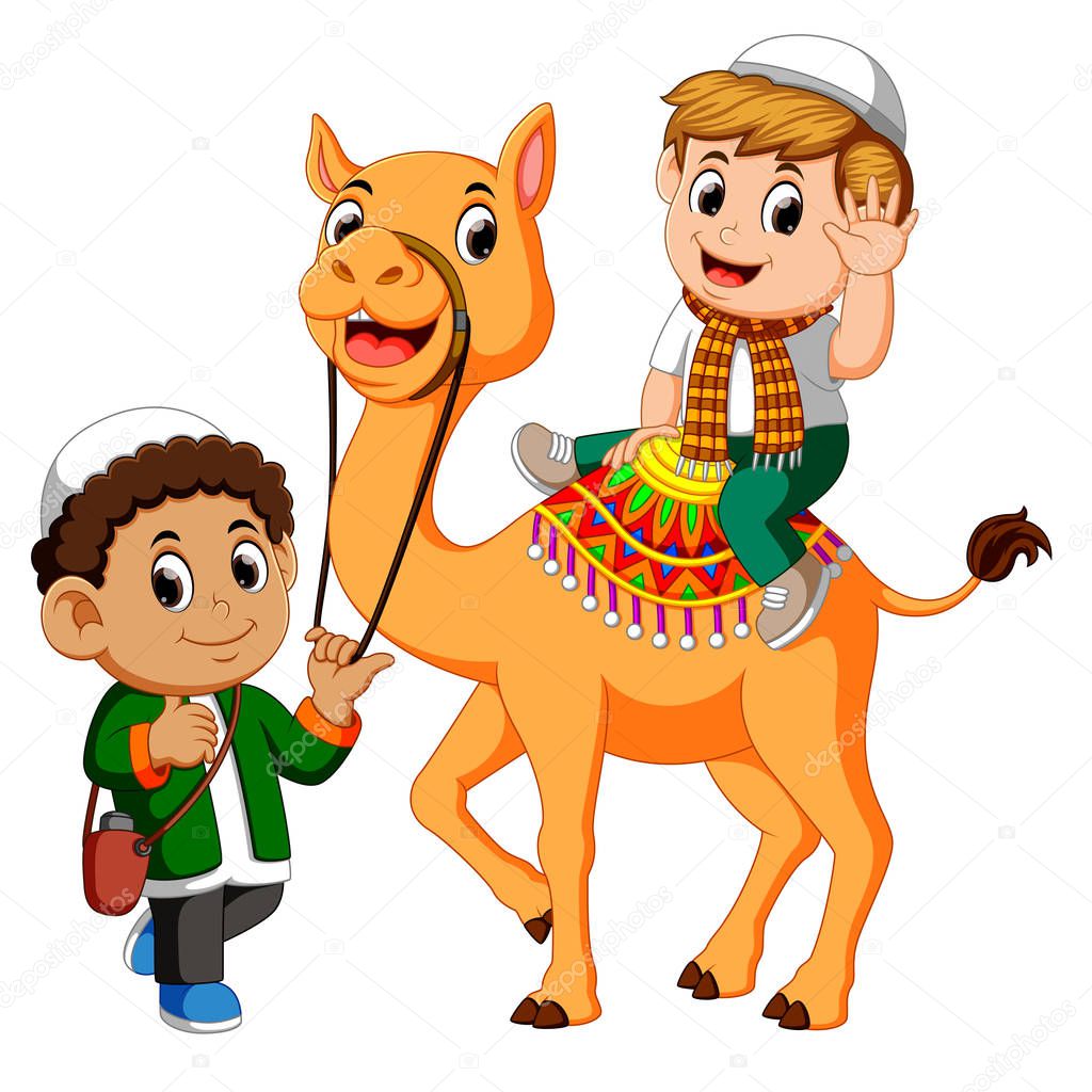 Little kid riding camel
