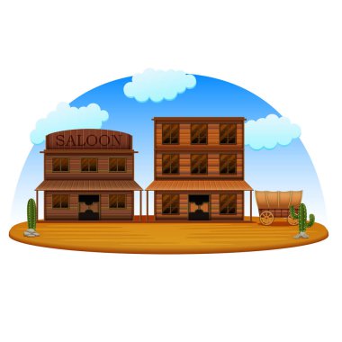 Vahşi Batı illüstrasyon sahne