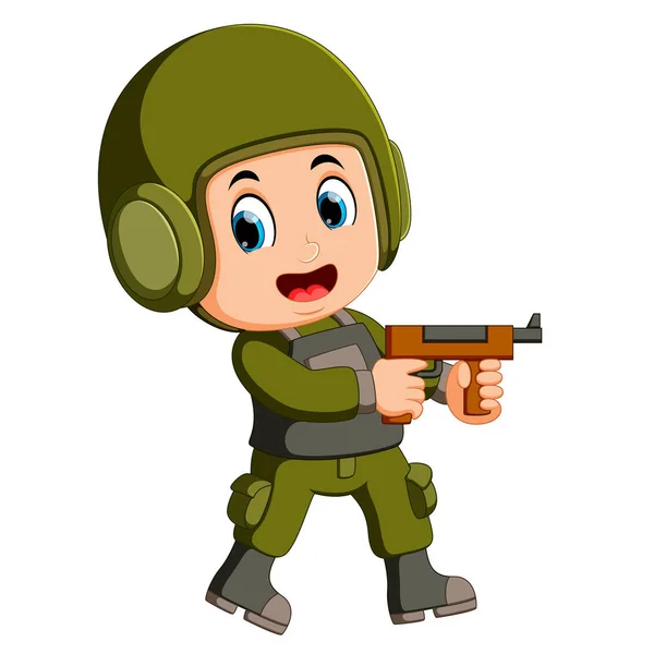 Illustration Soldat Avec Fusil — Image vectorielle