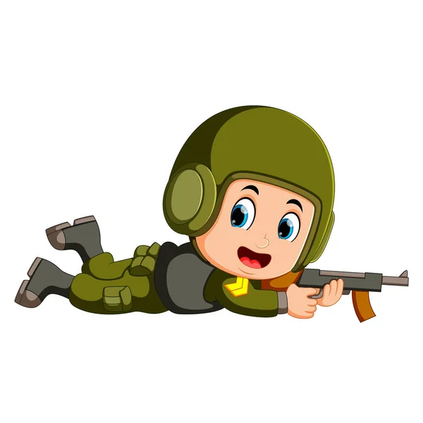 Soldado Con Arma Acción — Vector de stock