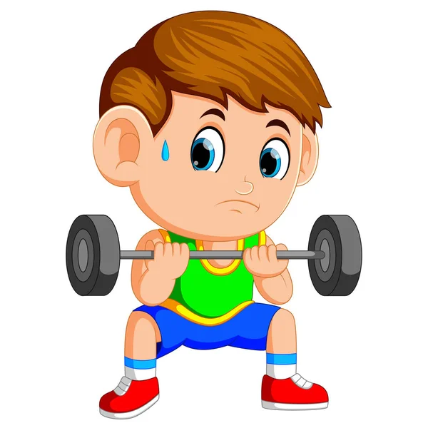 Boy Lifting Weights — Stock Vector