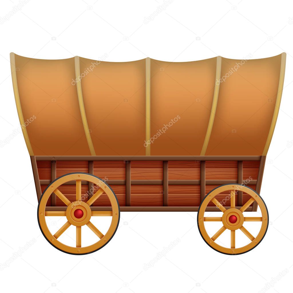 a wooden carriage on a white background
