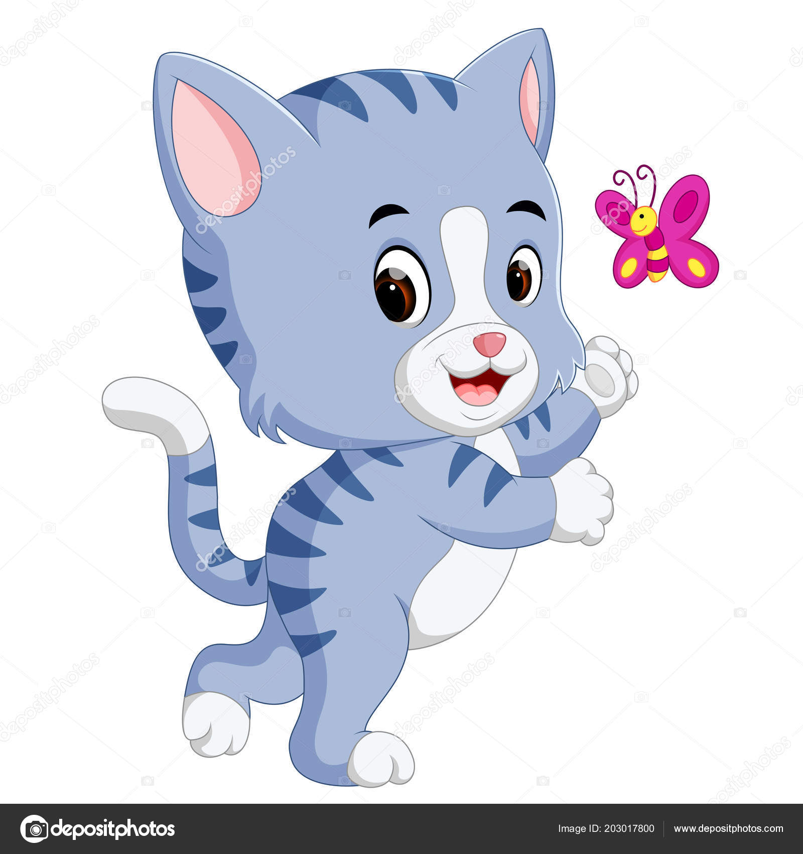 Ilustración Dibujos Animados Gato Lindo Vector de stock #203017800 de  ©hermandesign2015@gmail.com, image size:1600x1700