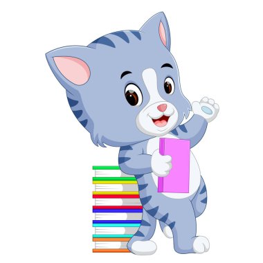kitap kedi gösteren resim
