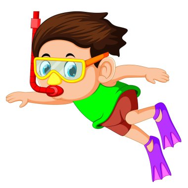 mutlu şnorkel çocuk resmi