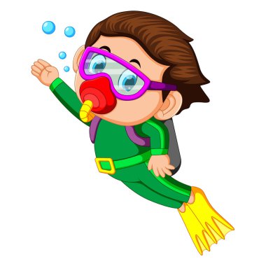mutlu çocuk dalış çizimi