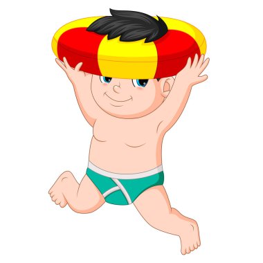 renkli şişme yüzükle oynamak çocuk