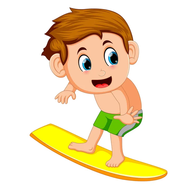 Illustratie Van Jonge Surfer Cartoon — Stockvector