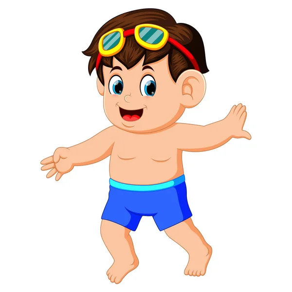 快乐的小男孩泳装 — 图库矢量图片
