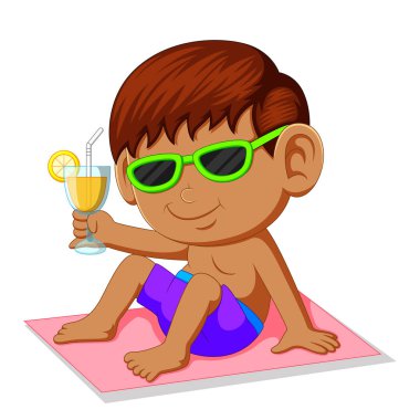 Çizgi film çocuk kokteyl holding