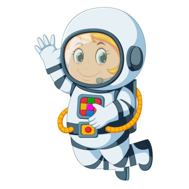 illüstrasyon karikatür astronotun yüzen