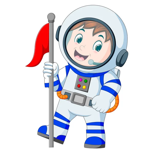 Beyaz Arka Plan Üzerinde Beyaz Uzay Giysisi Içinde Astronot — Stok Vektör