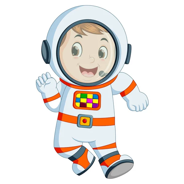 Astronot Kostüm Giyen Çizgi Film Çocuk — Stok Vektör